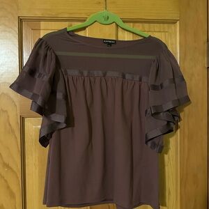 Express Women's Mauve Ruffle Sleeve Blouse